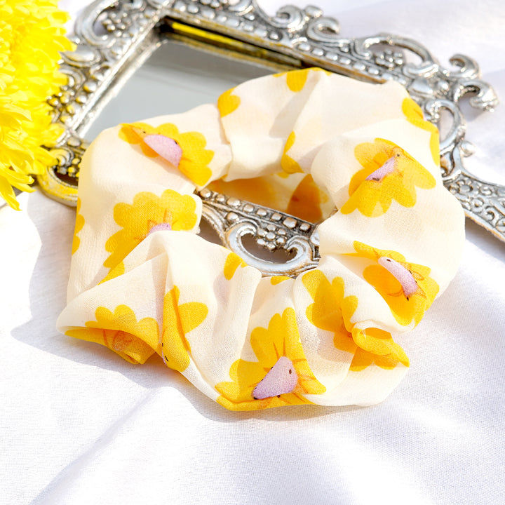 Sunshine Chiffon Yellow Scrunchie