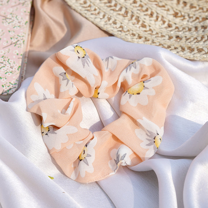 Sunshine Chiffon Beige Scrunchie