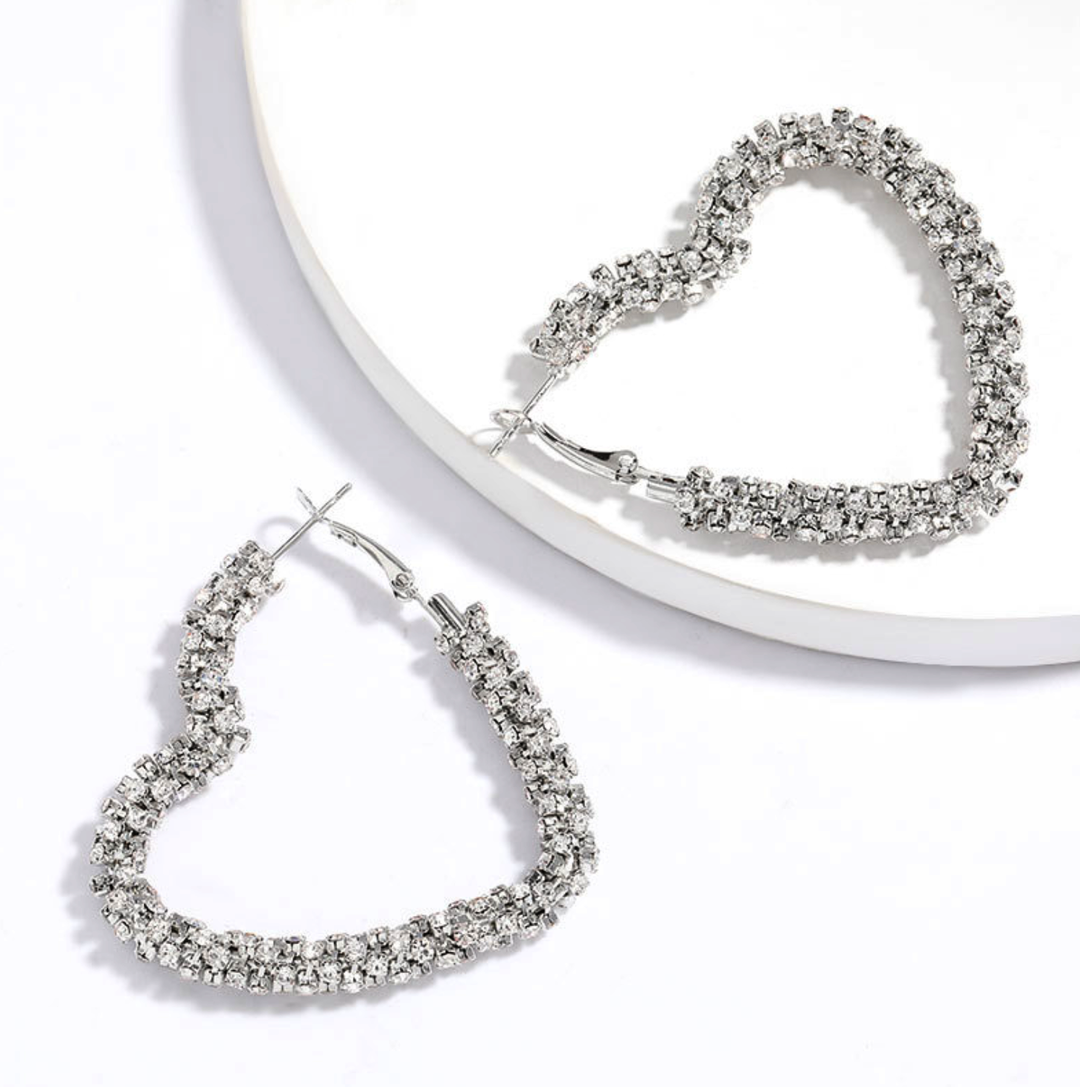I Heart You Silver Bling Earrings