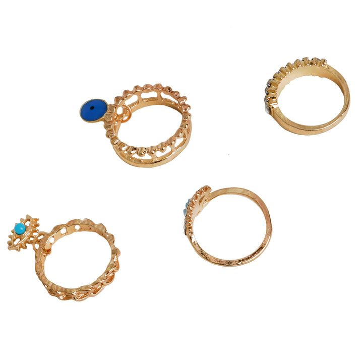 Blue Eye Gold Set of 4 Rings