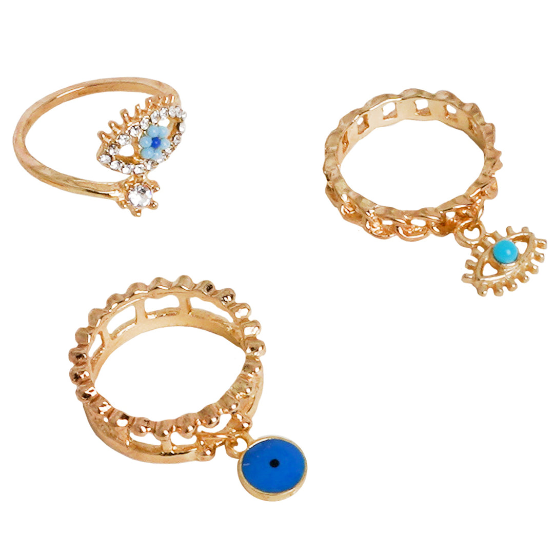 Blue Eye Gold Set of 4 Rings