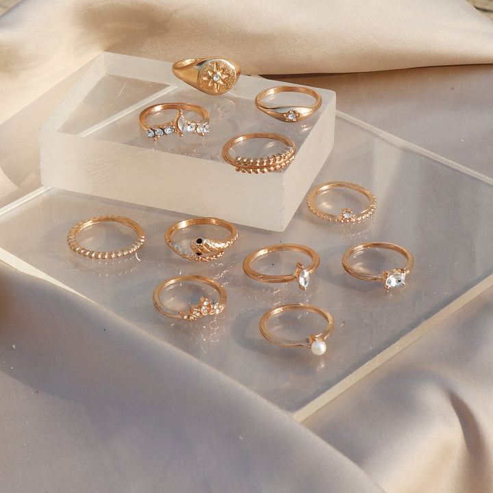Dare To Be Gold Set of 11 Rings