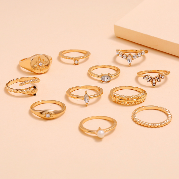 Dare To Be Gold Set of 11 Rings