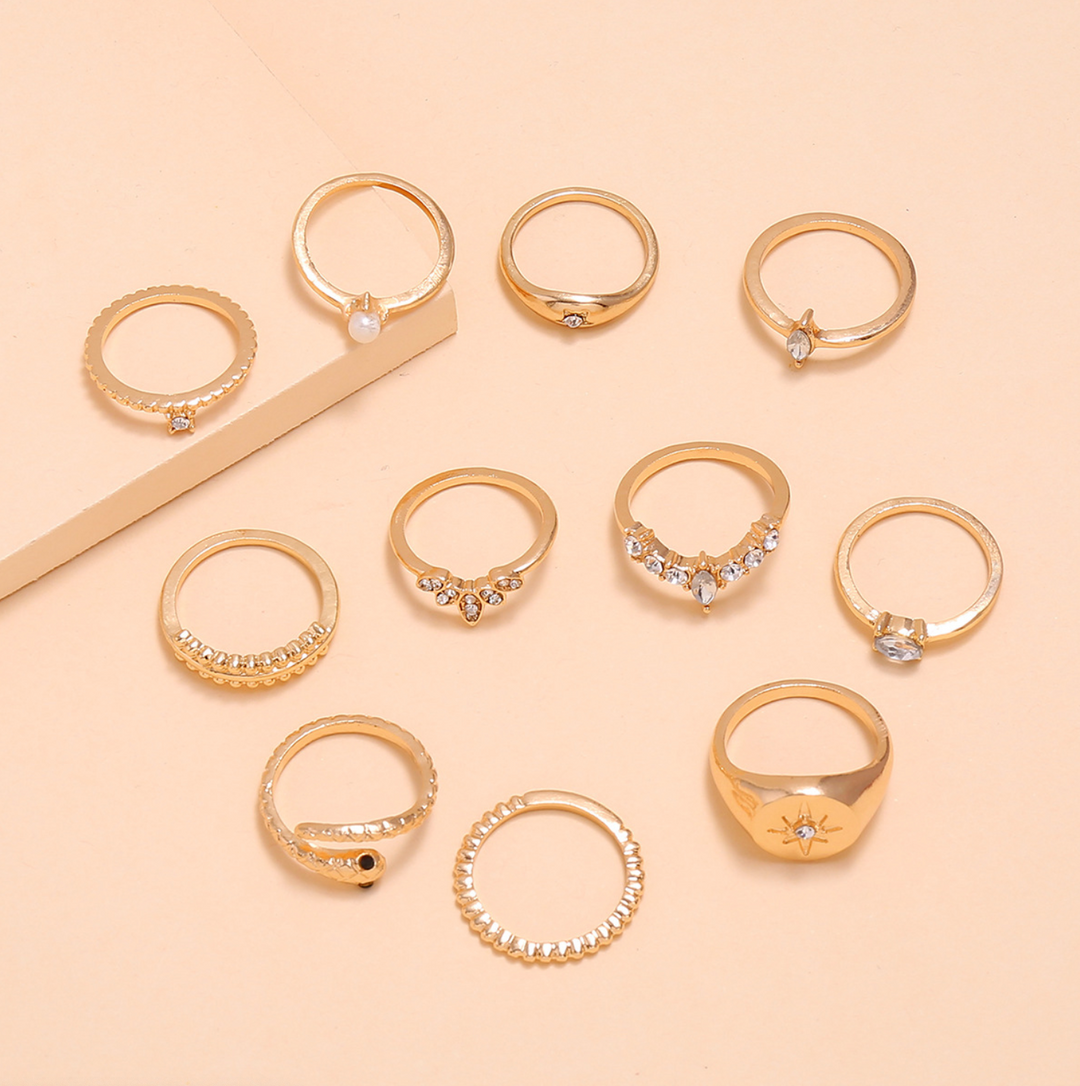 Dare To Be Gold Set of 11 Rings
