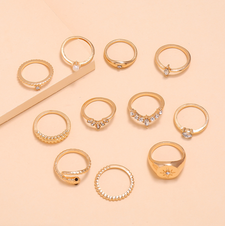 Dare To Be Gold Set of 11 Rings