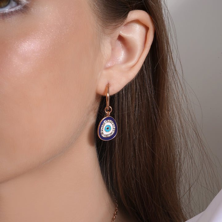 Good Luck Evil Eye Hoop Earrings