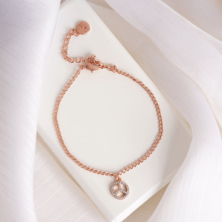 Peace Out Rose Gold Bracelet Charm