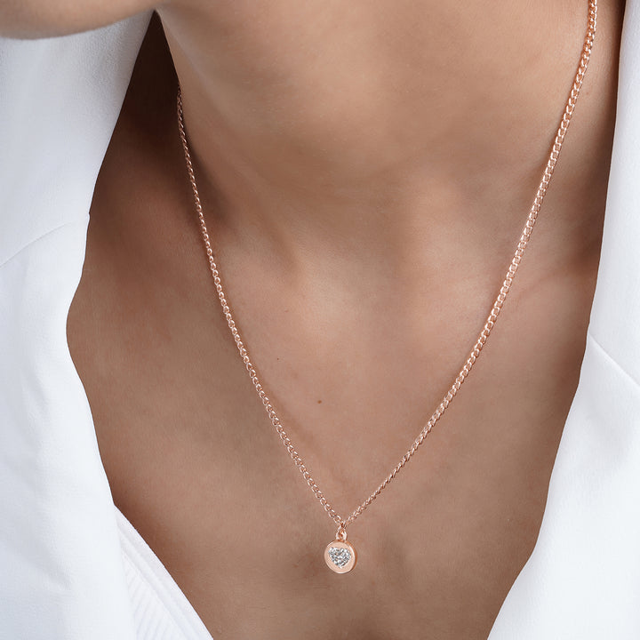 Dainty Heart Rhinestone Rosegold Necklace Charm
