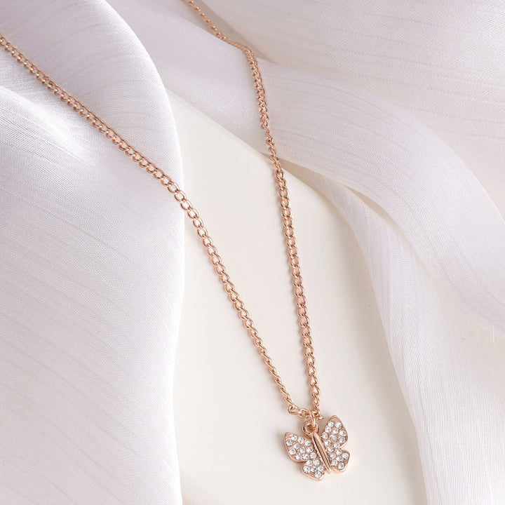 Butterfly Rhinestone Rosegold Necklace Charm