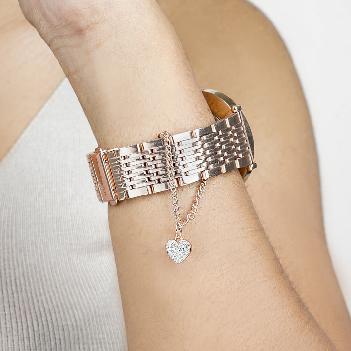 Rhinestone Heart Rosegold Watch Charm