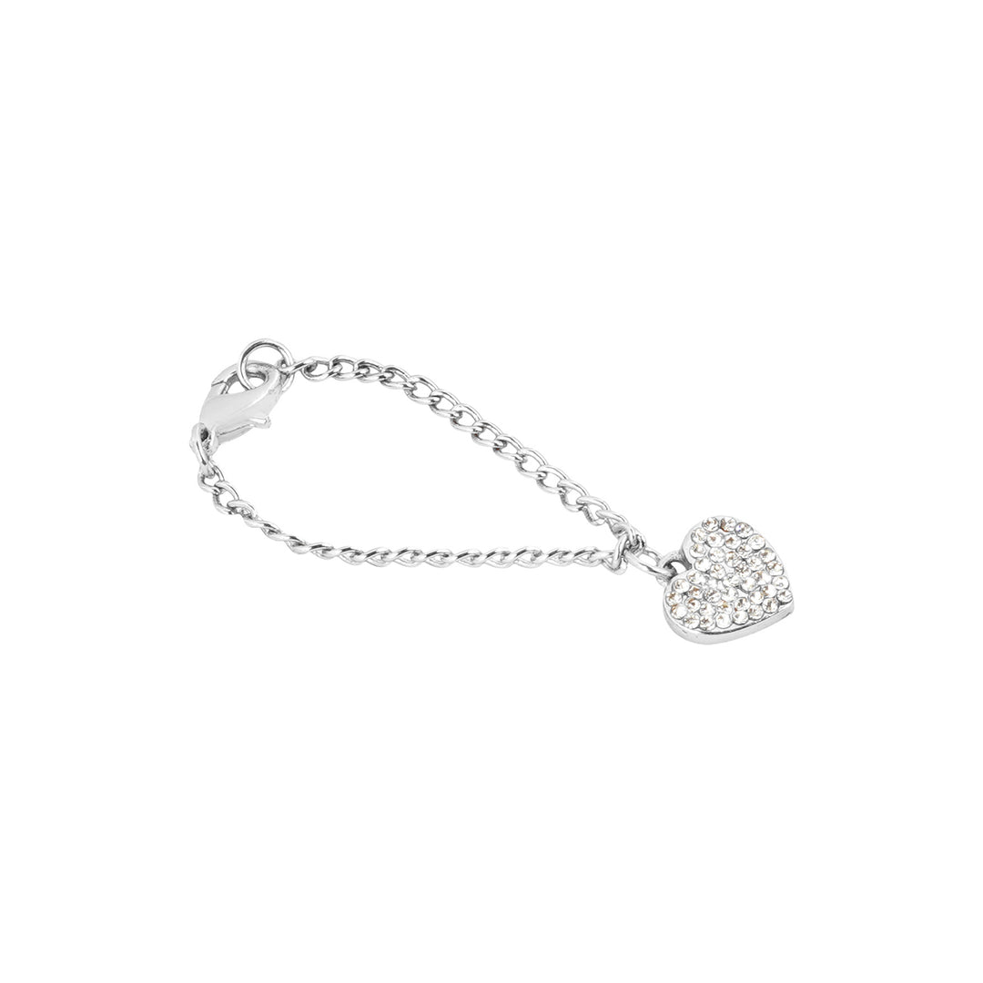 Rhinestone Heart Silver Watch Charm