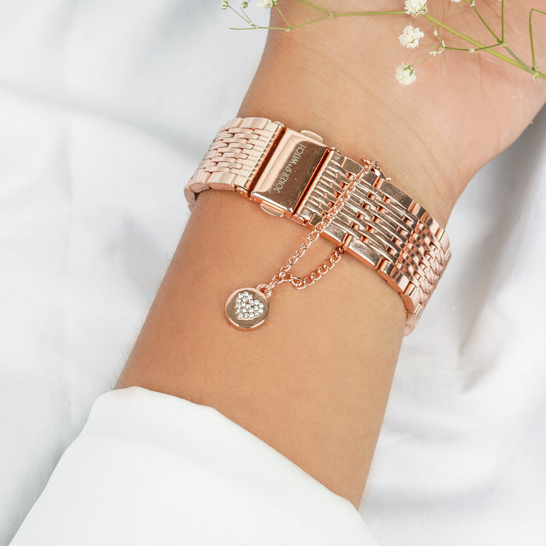 Dainty Heart Rhinestone Rosegold Watch Charm
