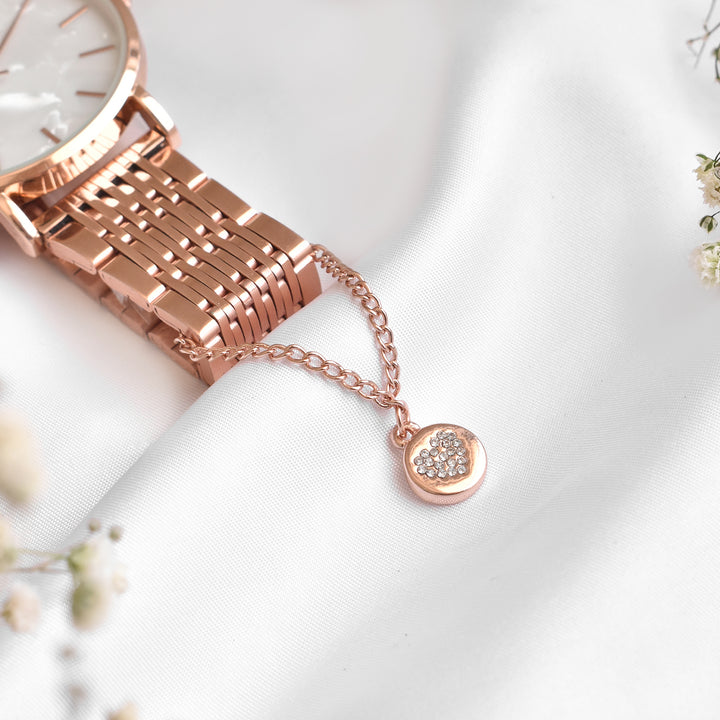 Dainty Heart Rhinestone Rosegold Watch Charm