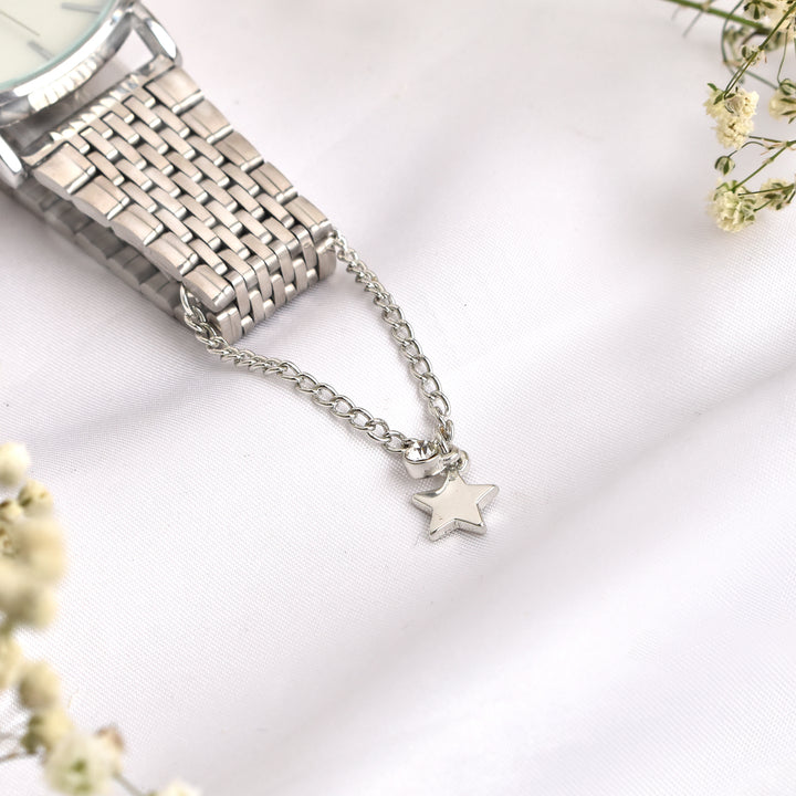 Starry Rhinestone Silver Watch Charm