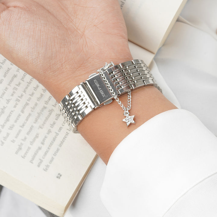 Astral Rhinestone Silver Watch Charm