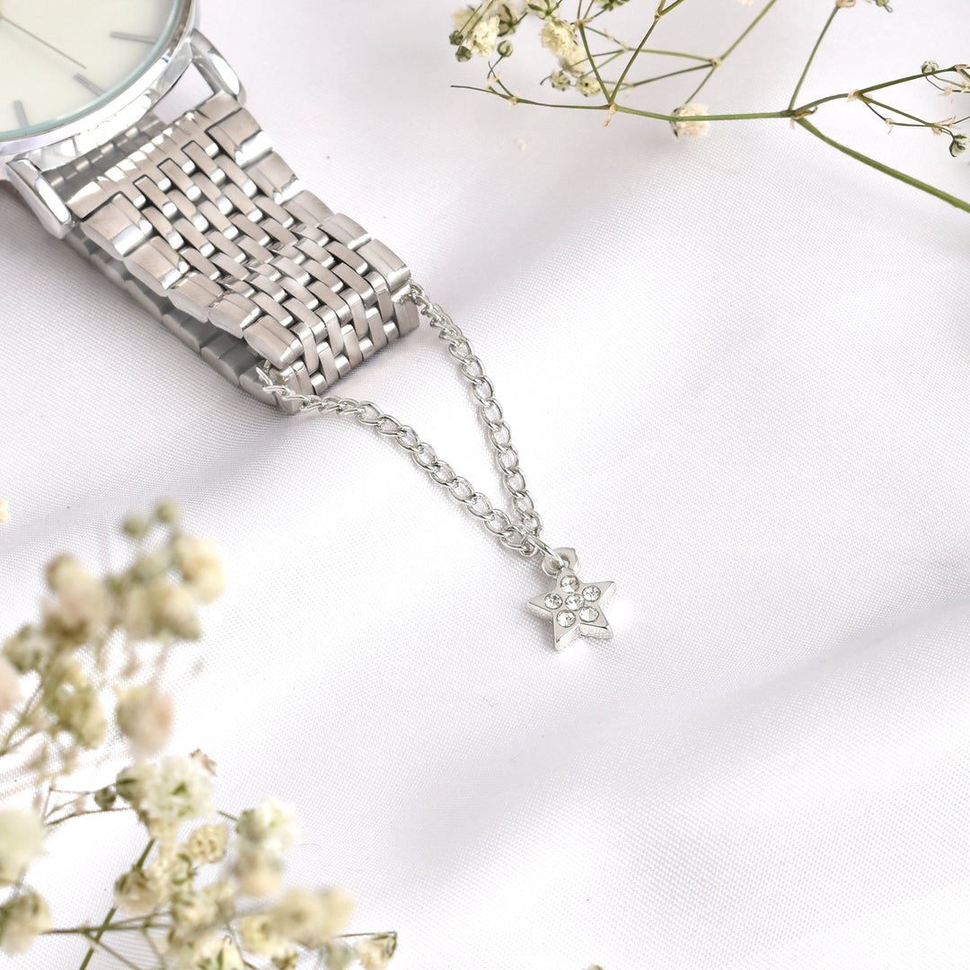 Astral Rhinestone Silver Watch Charm