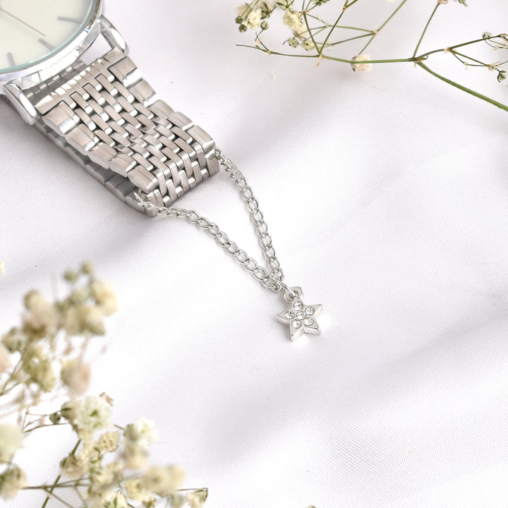 Astral Rhinestone Silver Watch Charm