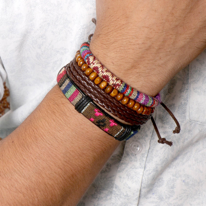 Retro Multi color Set of 4 Men's Bracelet