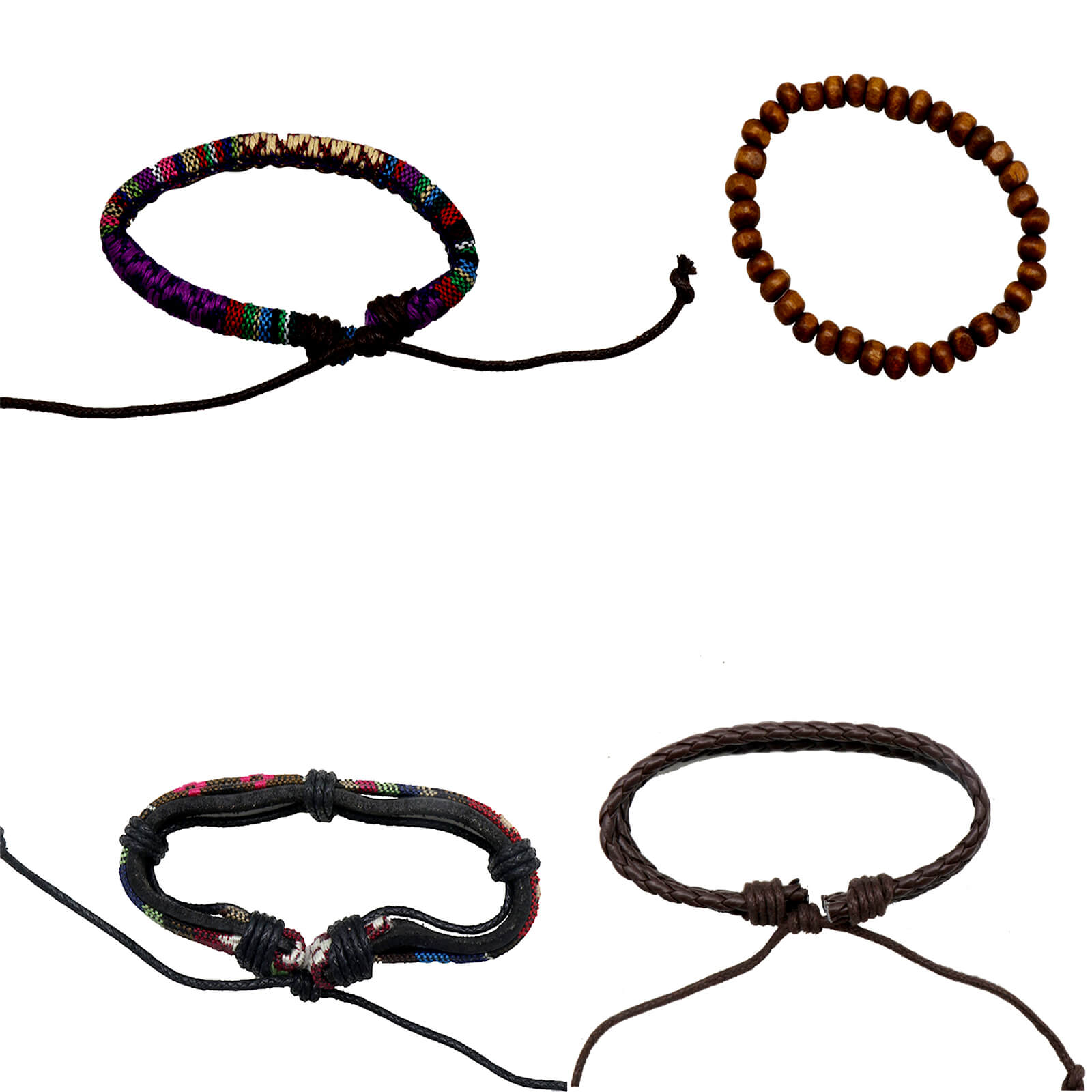 Joker & Witch Mason Set of 4 Brown and Black Bracelet: Buy Joker & Witch  Mason Set of 4 Brown and Black Bracelet Online at Best Price in India