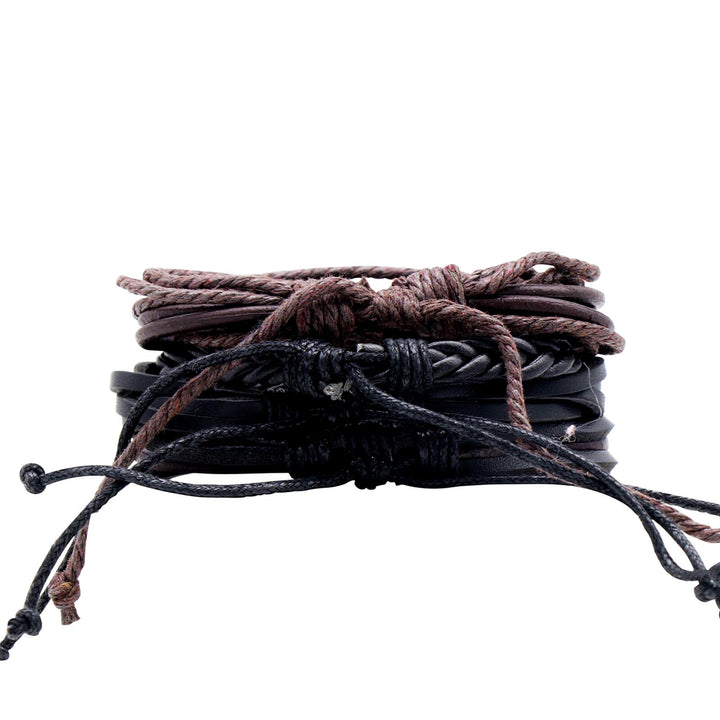 Ryan Black & Tan Set of 4 Men's Bracelets