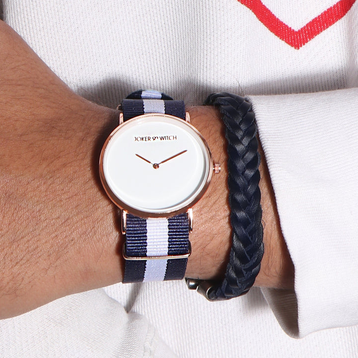 Adrian Blue & White Nato Men's Watch Bracelet Stack