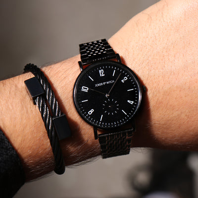 Coal Black Men's Watch Bracelet Stack