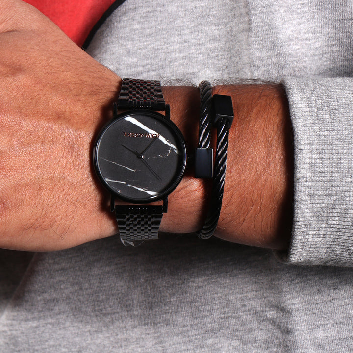 Cinder Black Men's Watch Bracelet Stack