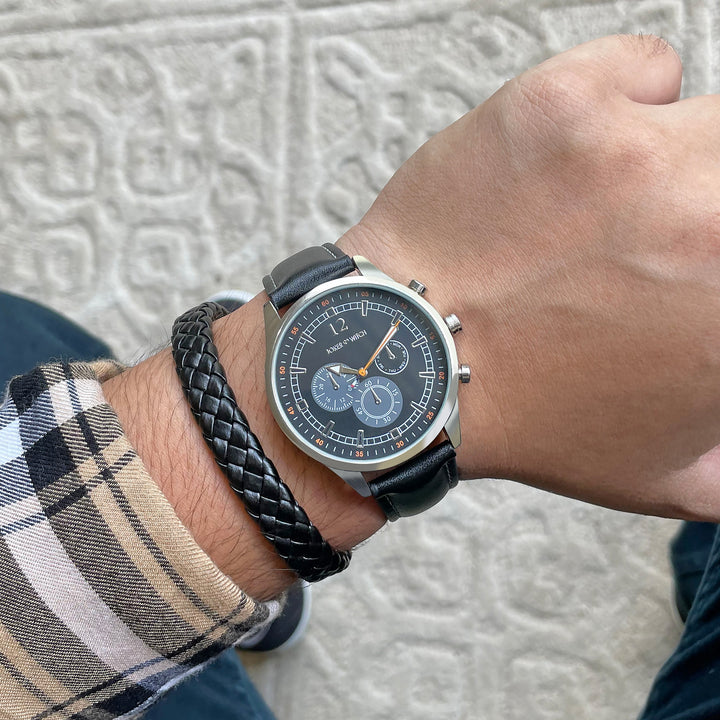 Mycroft Black Men's Watch Bracelet Stack