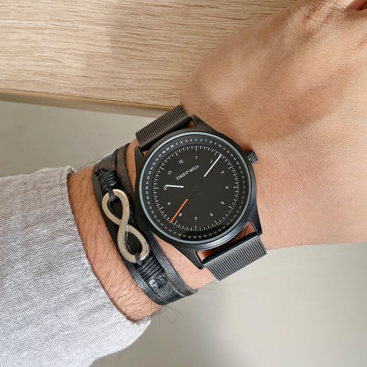 Magnus All Black Men's Watch Bracelet Stack