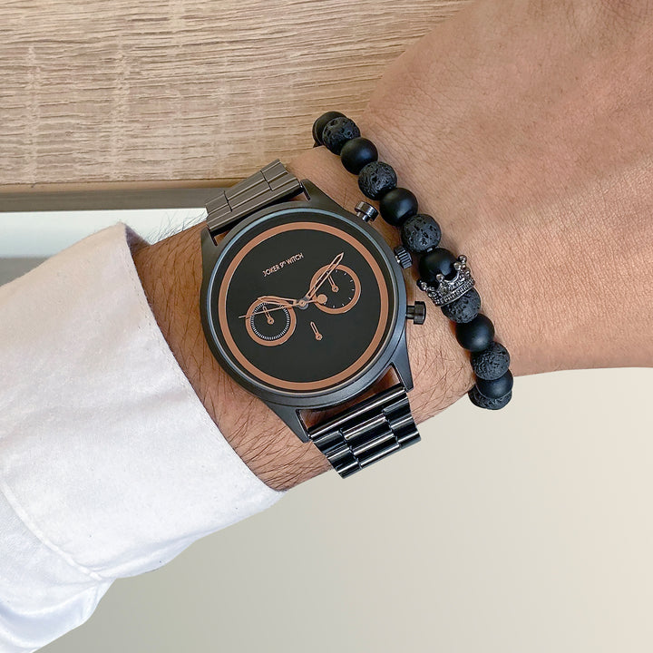 Tantor All Black Men's Watch Bracelet Stack