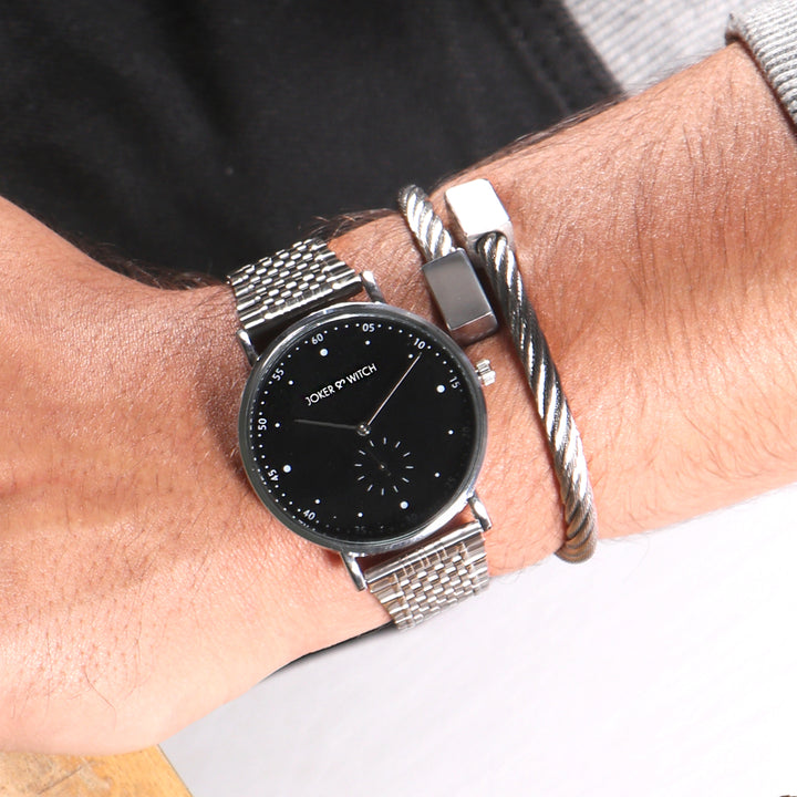 Maleficent Silver Men's Watch Bracelet Stack