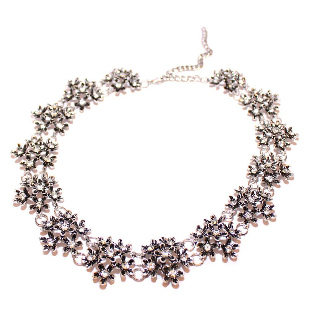 Vintage Charm Silver Floral Necklace - Joker & Witch