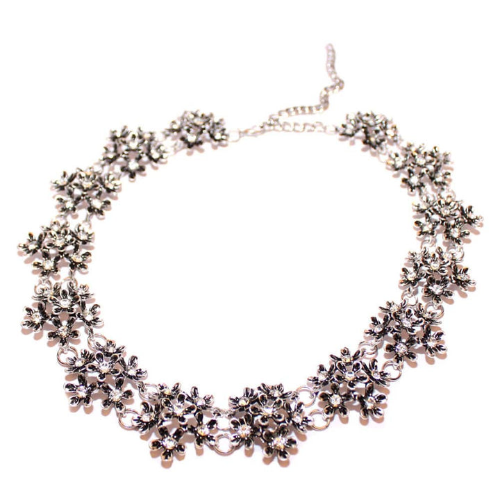 Vintage Charm Silver Floral Necklace - Joker & Witch