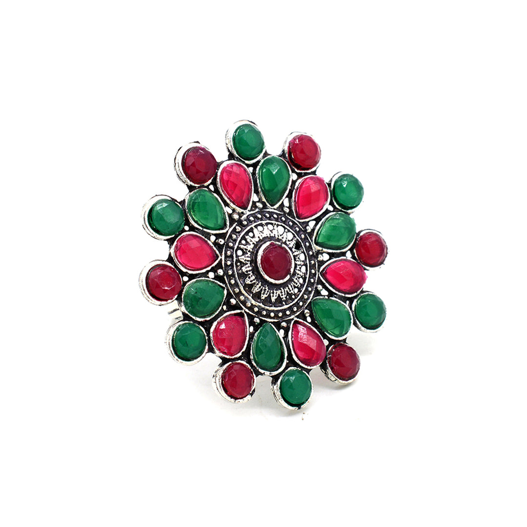 Isha Multicolored Silver Oxidized Jewelry Gift Set
