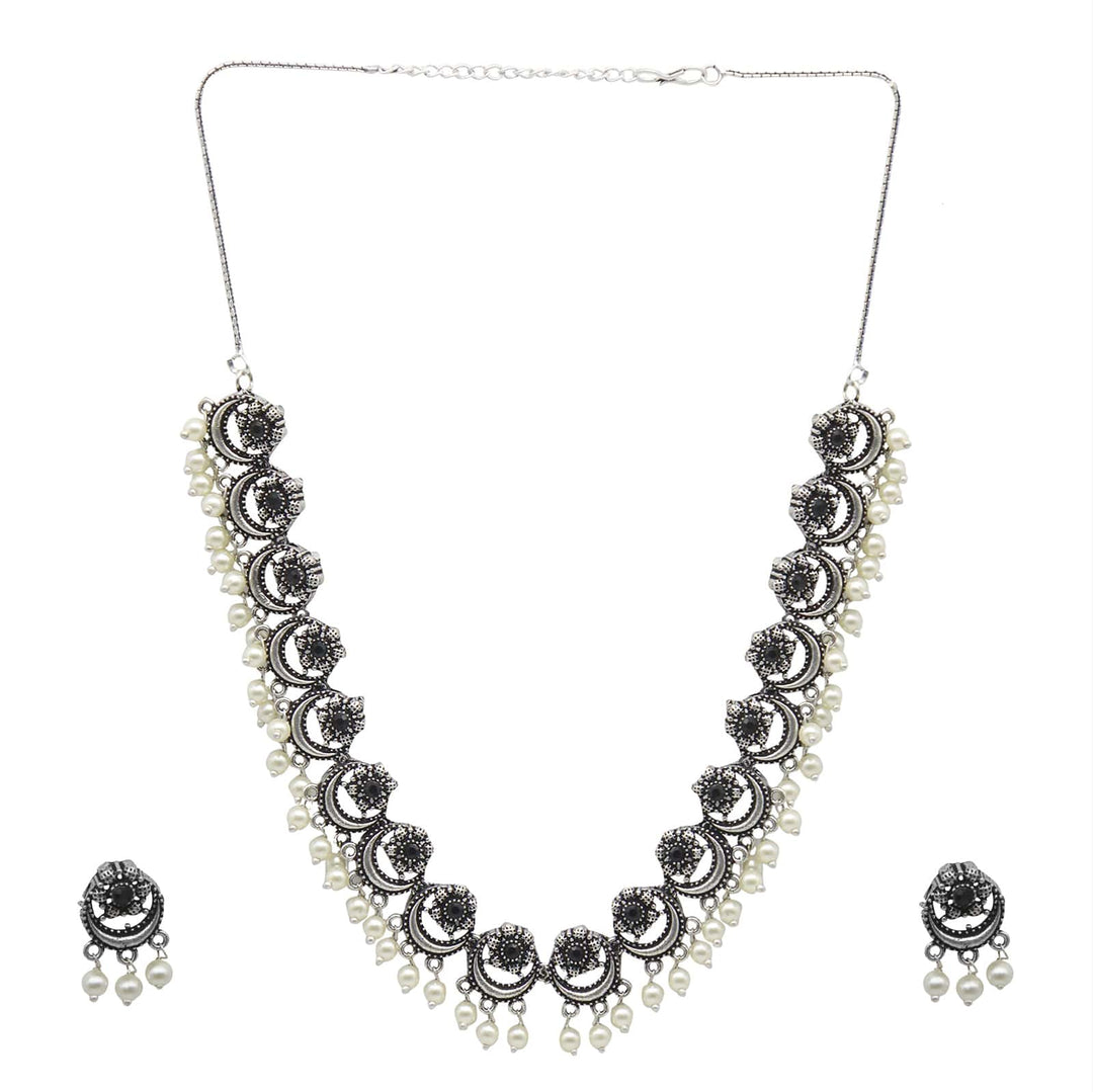 Leela Black Metallic Silver Oxidized Gift Set