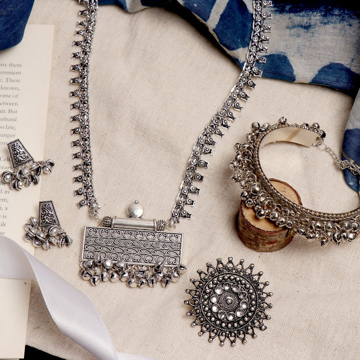 Aparna Metallic Silver Oxidized Jewelry Gift Set