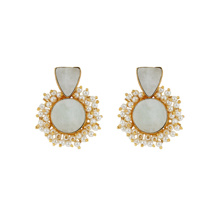 Teejh Preeti Light Green Stone and Pearl Earring