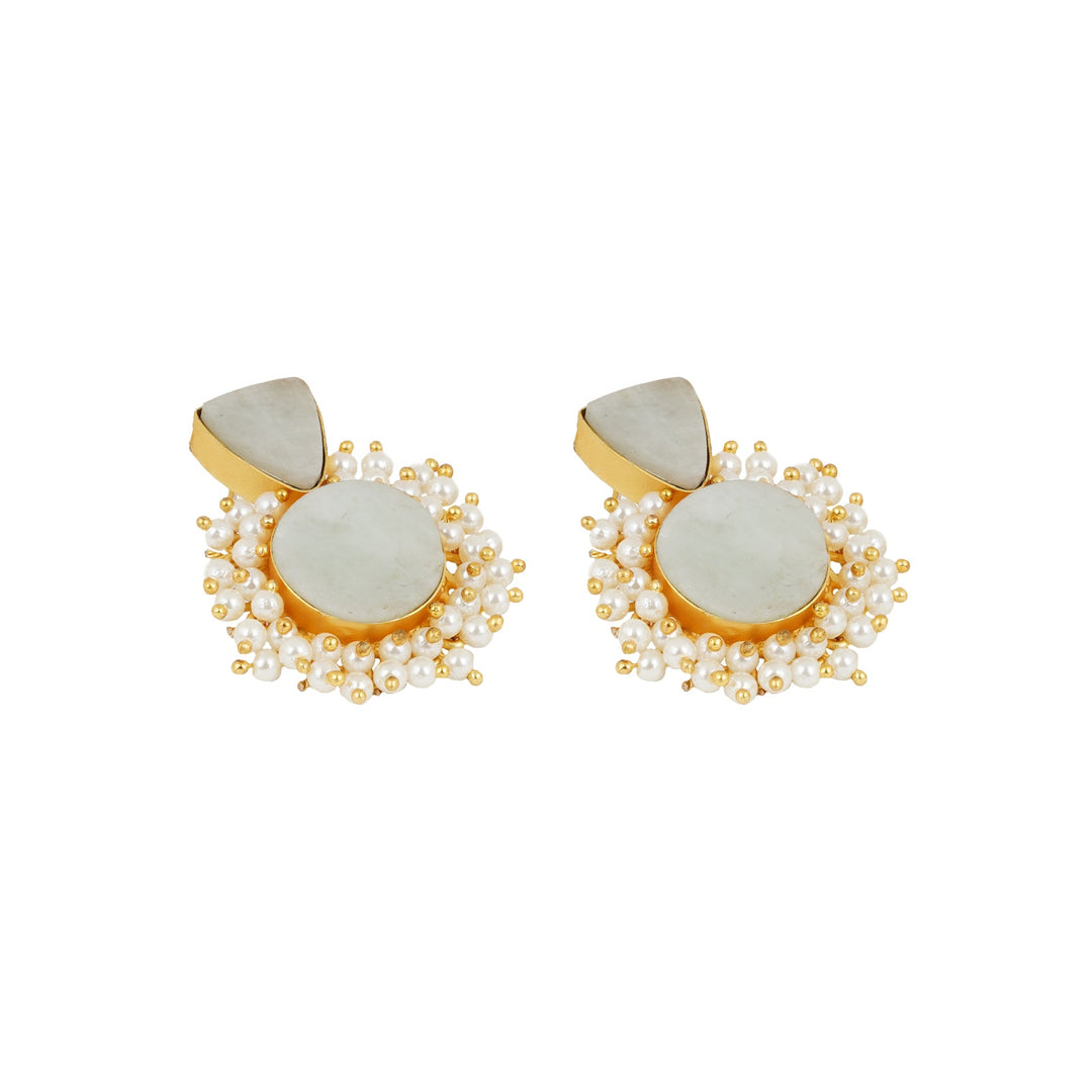 Teejh Preeti Light Green Stone and Pearl Earring