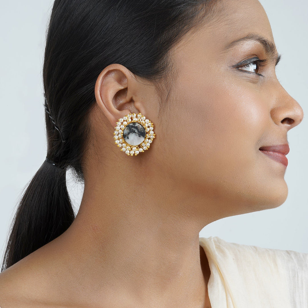 Teejh Roop Grey Druzy Stone Earring