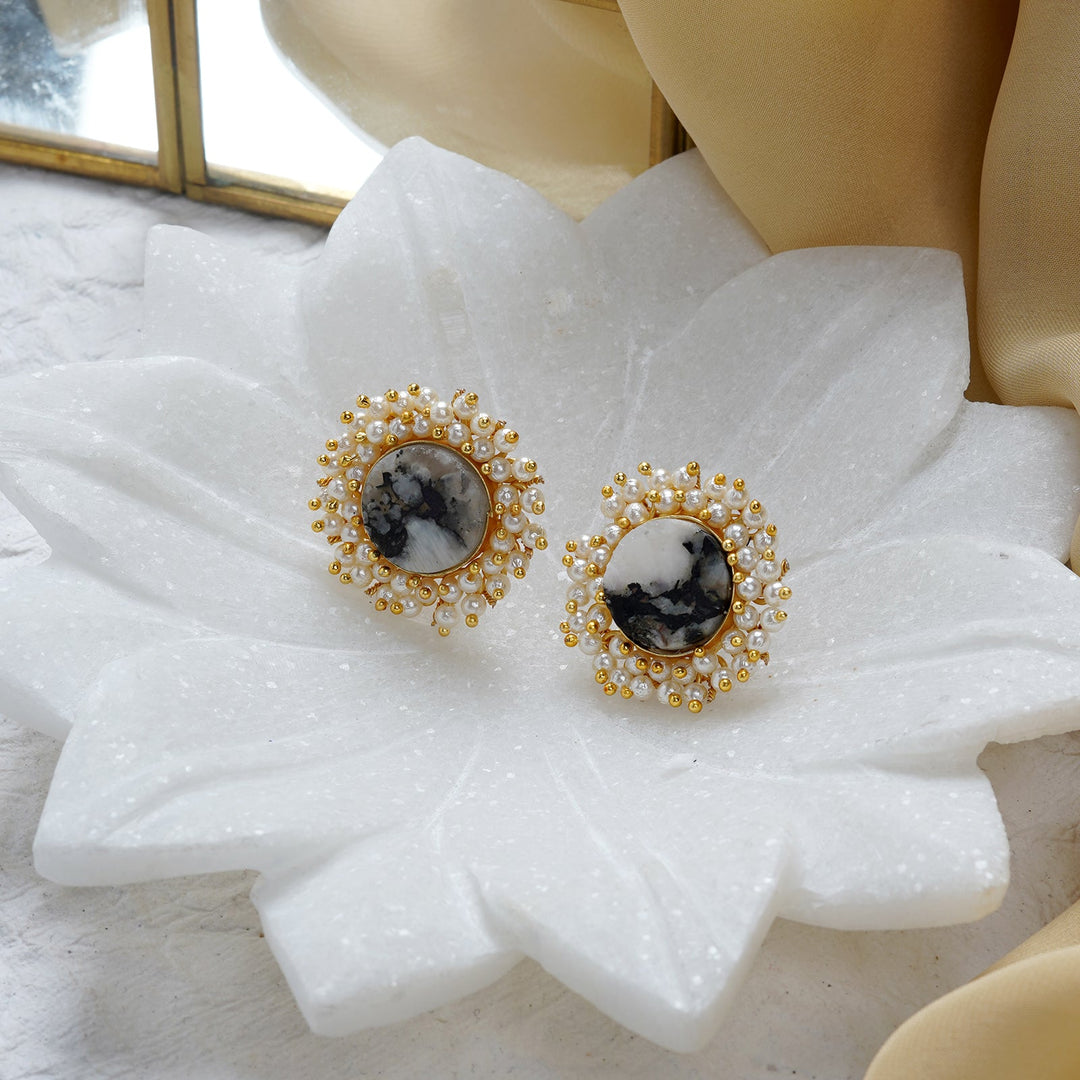Teejh Roop Grey Druzy Stone Earring