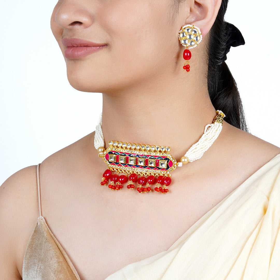 Teejh Akruti Pink Necklace Set