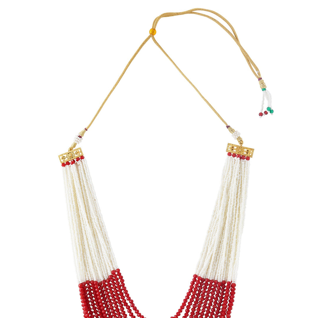 Teejh Jareen Red and White Gold Necklace Set