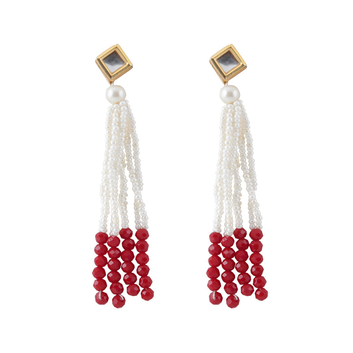 Teejh Jareen Red and White Gold Necklace Set
