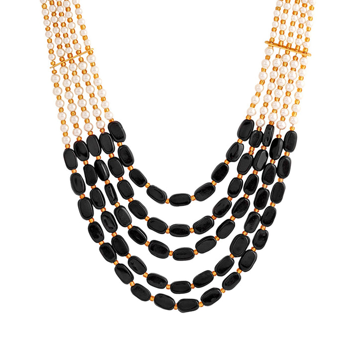 Teejh Aarushi Black Bead and Pearl Necklace
