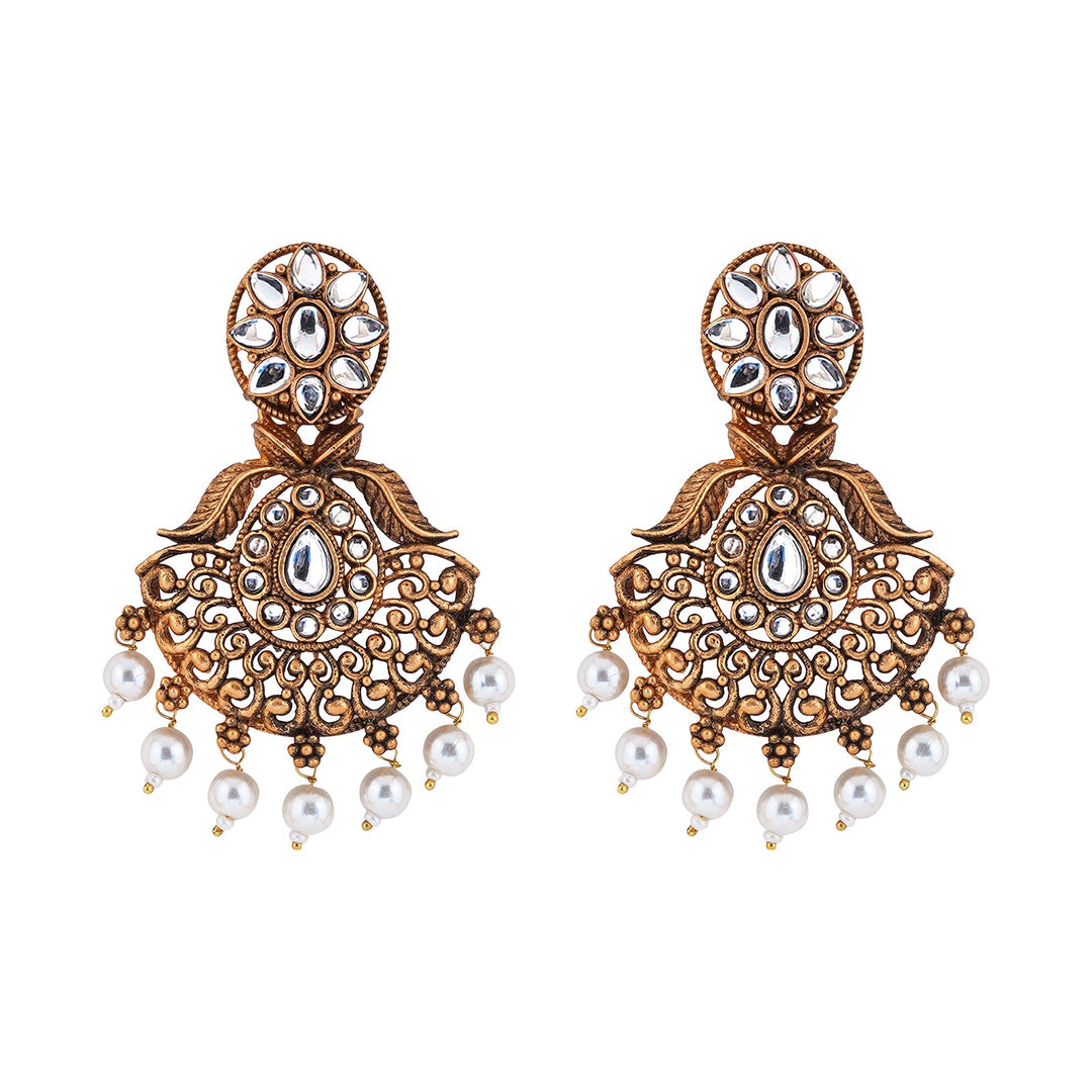 Teejh Vikasini White Gold Enamel Earrings