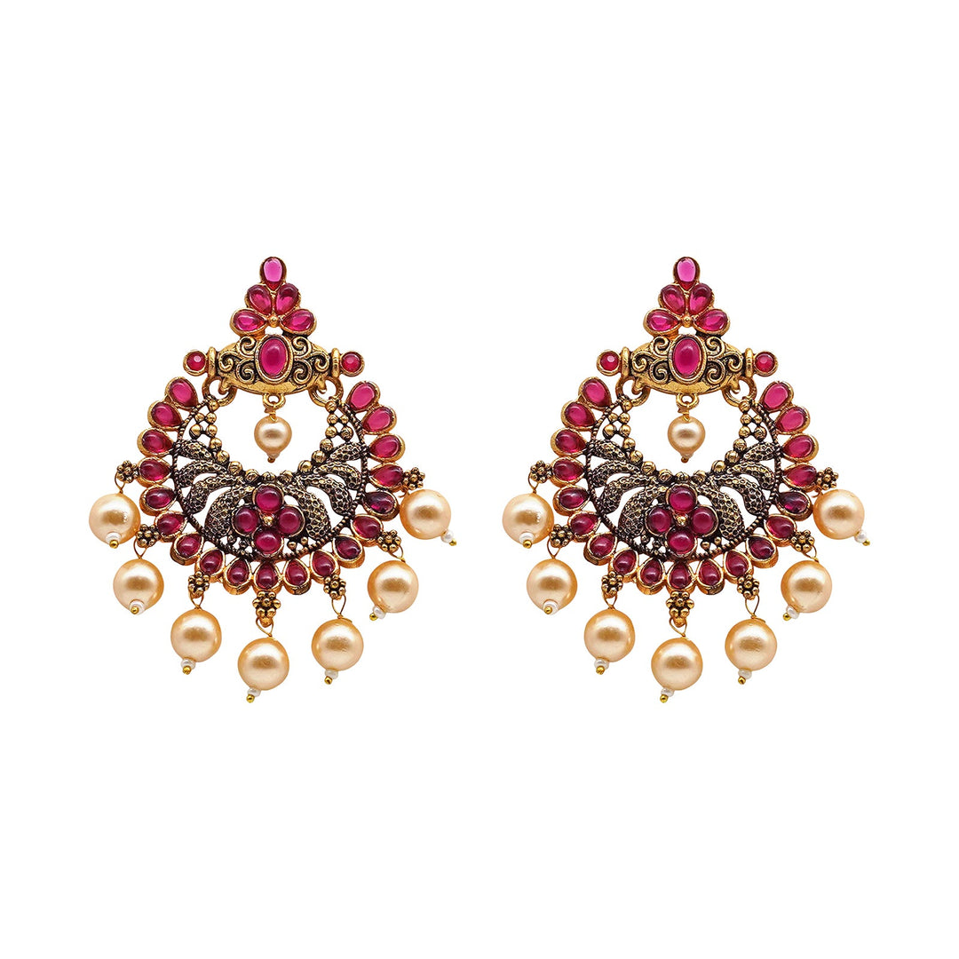 Teejh Saumya Magenta Gold Enamel Earrings