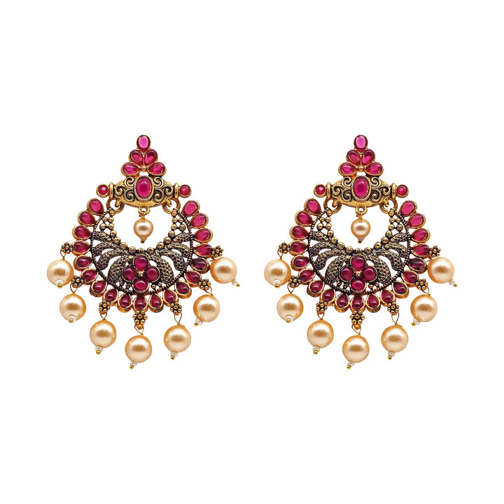Teejh Saumya Magenta Gold Enamel Earrings