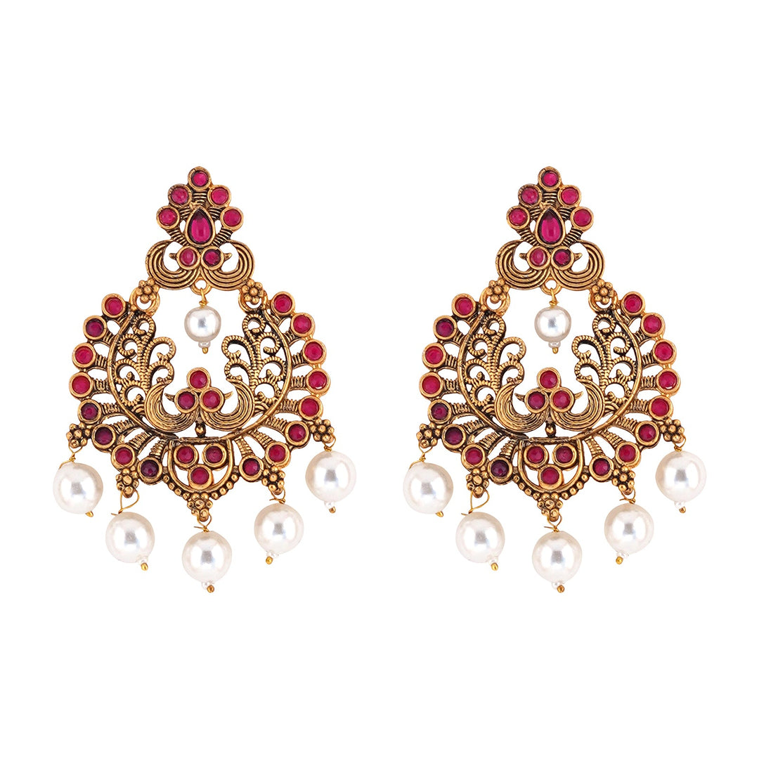 Teejh Siyaa Magenta Gold Enamel Earrings