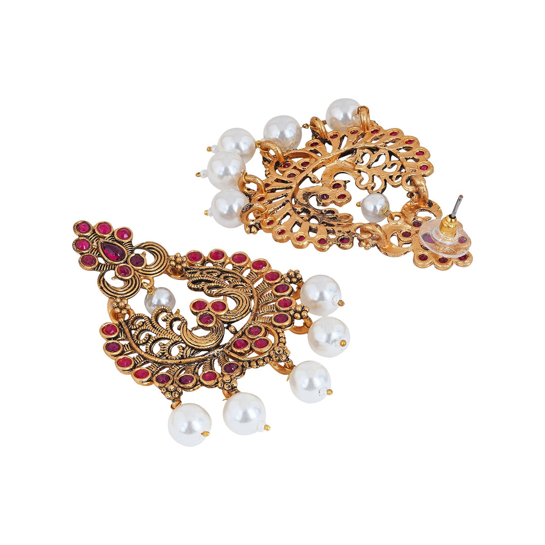 Teejh Siyaa Magenta Gold Enamel Earrings