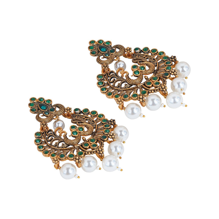 Teejh Siyaa Dark Green Gold Enamel Earrings